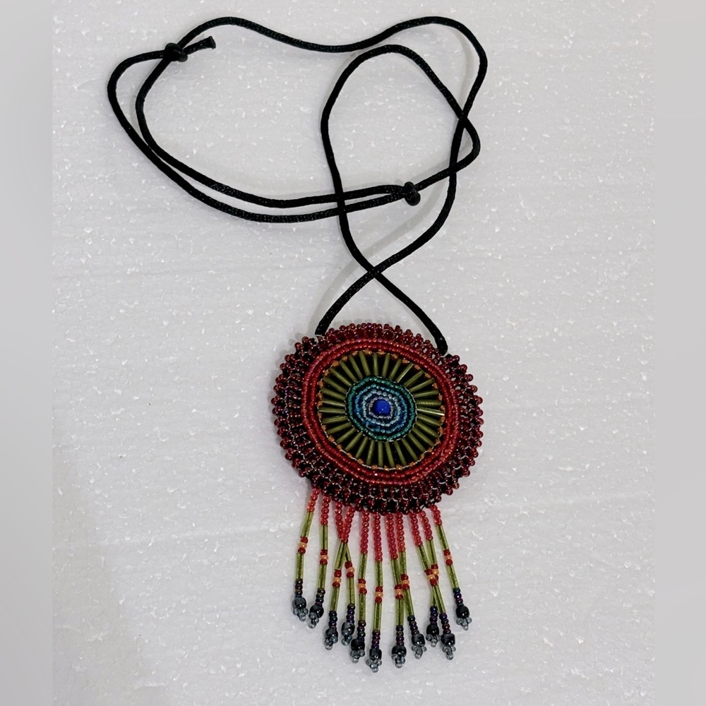 Vintage African  Handmade Bead necklace pouch
